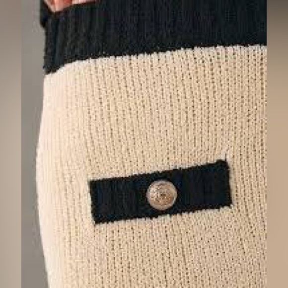Anthropologie Endless Rose Black and Cream Knit Mini SKIRT- Kentucky Derby - Picture 5 of 8